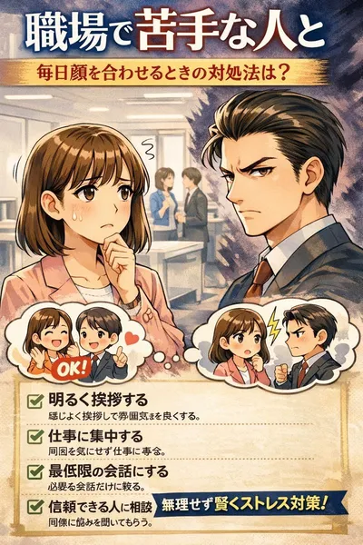 職場で苦手な人と毎日顔を合わせるときの対処法？