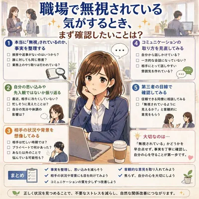 職場で無視されている気がするとき、まず確認したいこと？