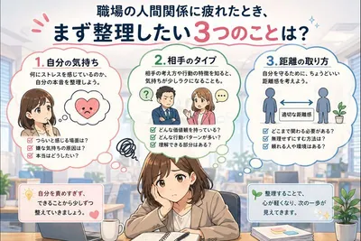 職場の人間関係に疲れたとき、まず整理したい3つのこと？